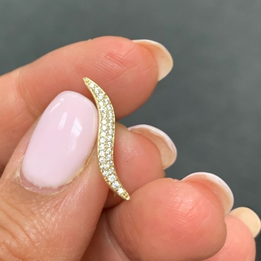 Unique 14K Yellow Gold Hanging CZ Earrings